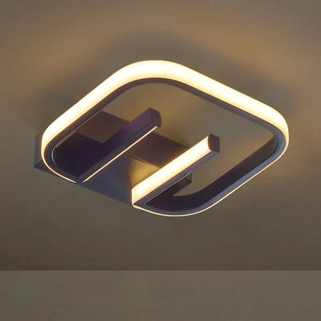 Geometric Led Ceiling Light In Nordic White/Black/Gold With Metallic Finish - Perfect For Hallways