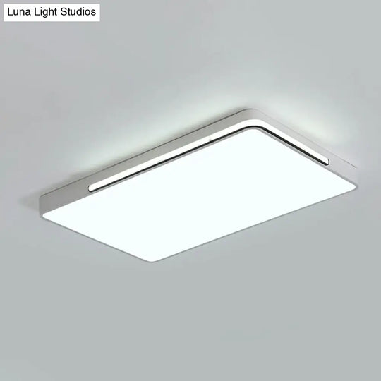 Geometric Led Ceiling Light In White - Nordic Metal Flush Fixture For Living Room