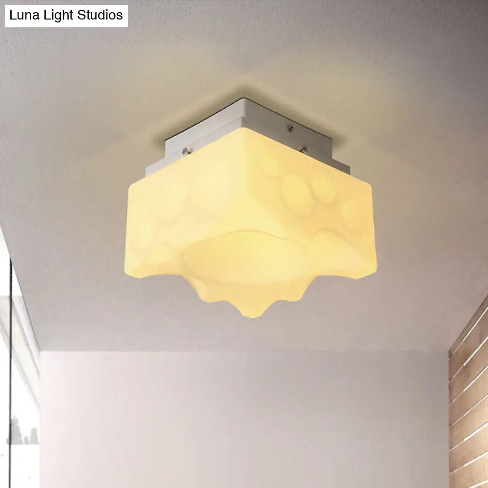 Geometric Led Flush Light For Hallway - Simple White Acrylic Ceiling Fixture