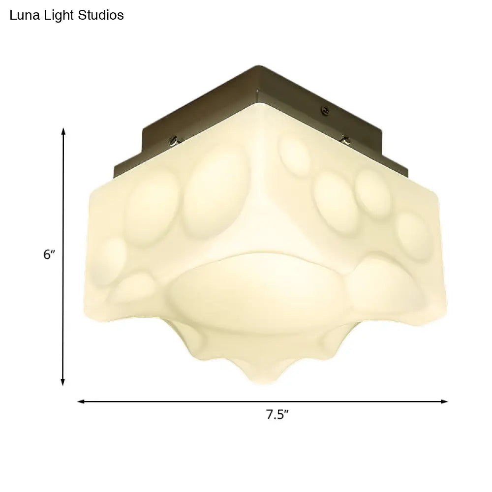 Geometric Led Flush Light For Hallway - Simple White Acrylic Ceiling Fixture