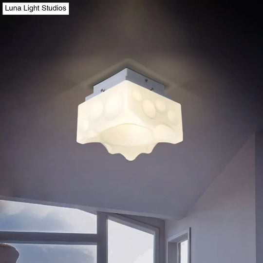 Geometric Led Flush Light For Hallway - Simple White Acrylic Ceiling Fixture