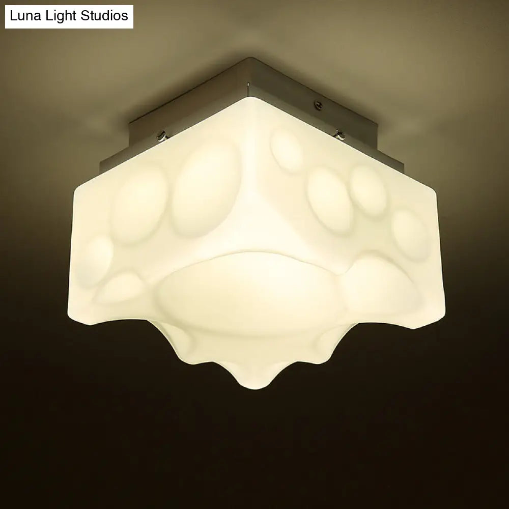 Geometric Led Flush Light For Hallway - Simple White Acrylic Ceiling Fixture
