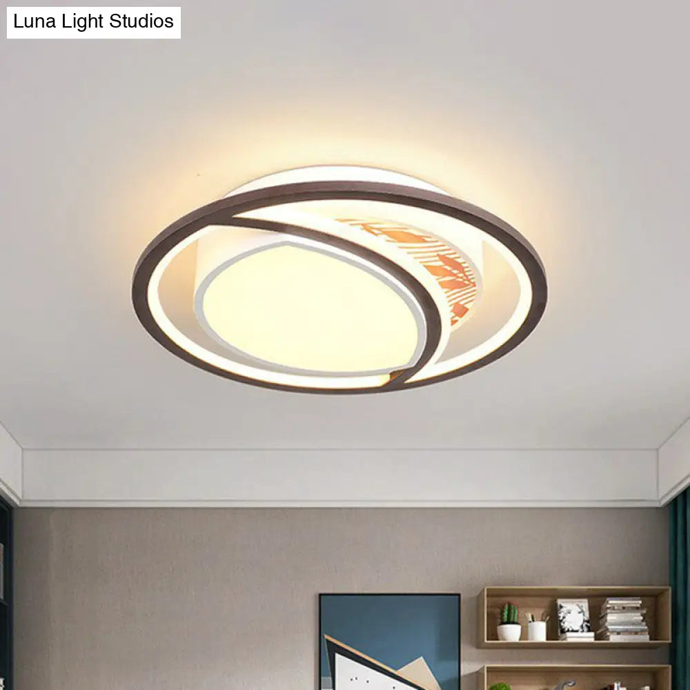 Geometric Led Flush Mount Ceiling Light In Coffee - Simplicity For Living Room / Round