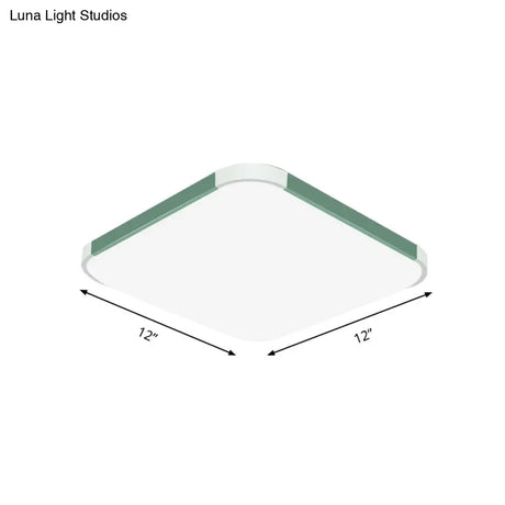 Geometric Led Flush Mount Lamp In Macaron Colors - 12’/15’/17’ Wide