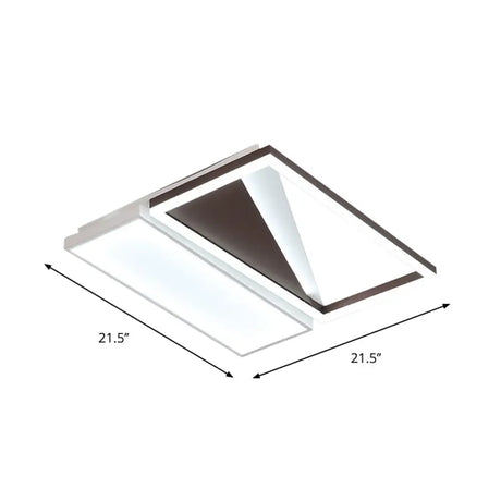 Geometric Led Flush Mount Light Black And White Acrylic Modern Design 18/21.5
