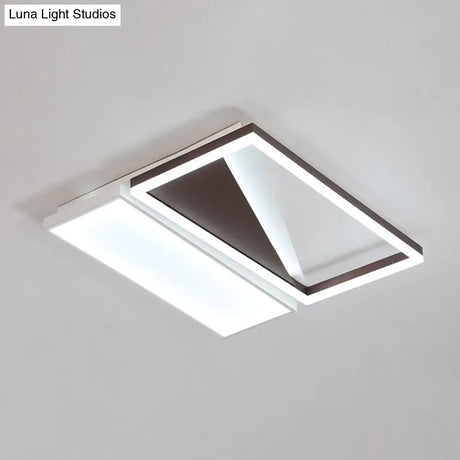 Geometric Led Flush Mount Light Black And White Acrylic Modern Design 18’/21.5