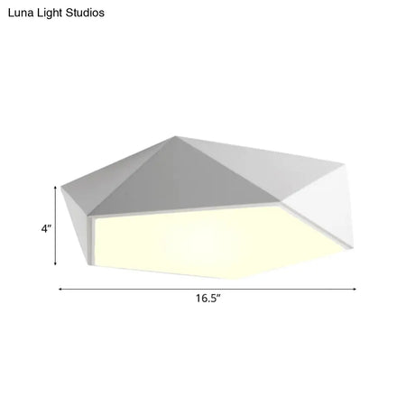 Geometric Metal Flush Mount Lighting With Led - White/Black 16.5’/20.5’/24.5’ Wide