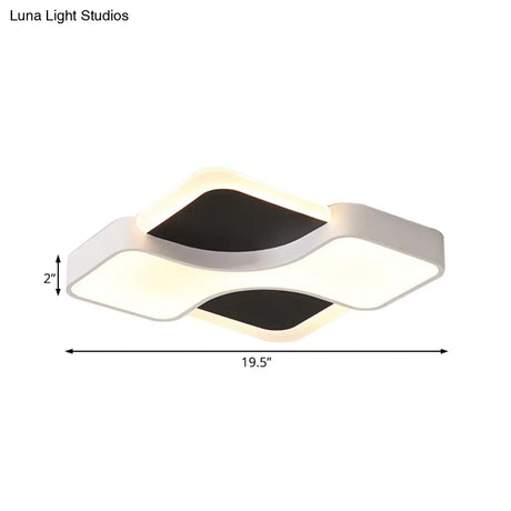 Geometric Metal Led Flush Ceiling Light Fixture In White/Warm 16.5’/19.5’/23.5’ Wide