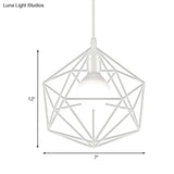 Geometric Metal Pendant Light - Industrial Living Room Hanging In Black/White 3 Sizes Available