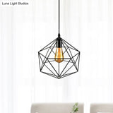 Geometric Metal Pendant Light - Industrial Living Room Hanging In Black/White 3 Sizes Available