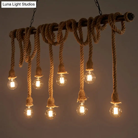 Geometric Natural Rope Chandelier In Brown For Rustic Ambiance