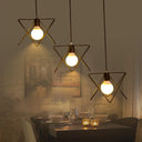 Geometric Pendant Light - Modern Industrial Style Iron Fixture With 3 Heads Black Wire Frame