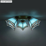 Geometric Stained Glass Flushmount Light - Vintage Style 3 Colors Perfect For Bedrooms