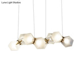Geometric White Glass Shade Chandelier Kit: Modern Gold Led Hanging Lamp For Living Room - 2/4/6