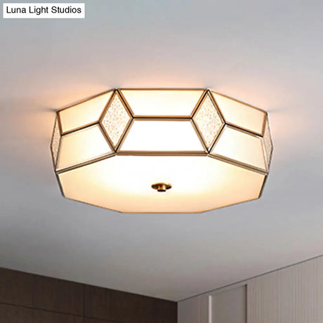 Geometrical Flush Mount Traditional White Glass Chandelier - Wide Options 2/3 Bulbs