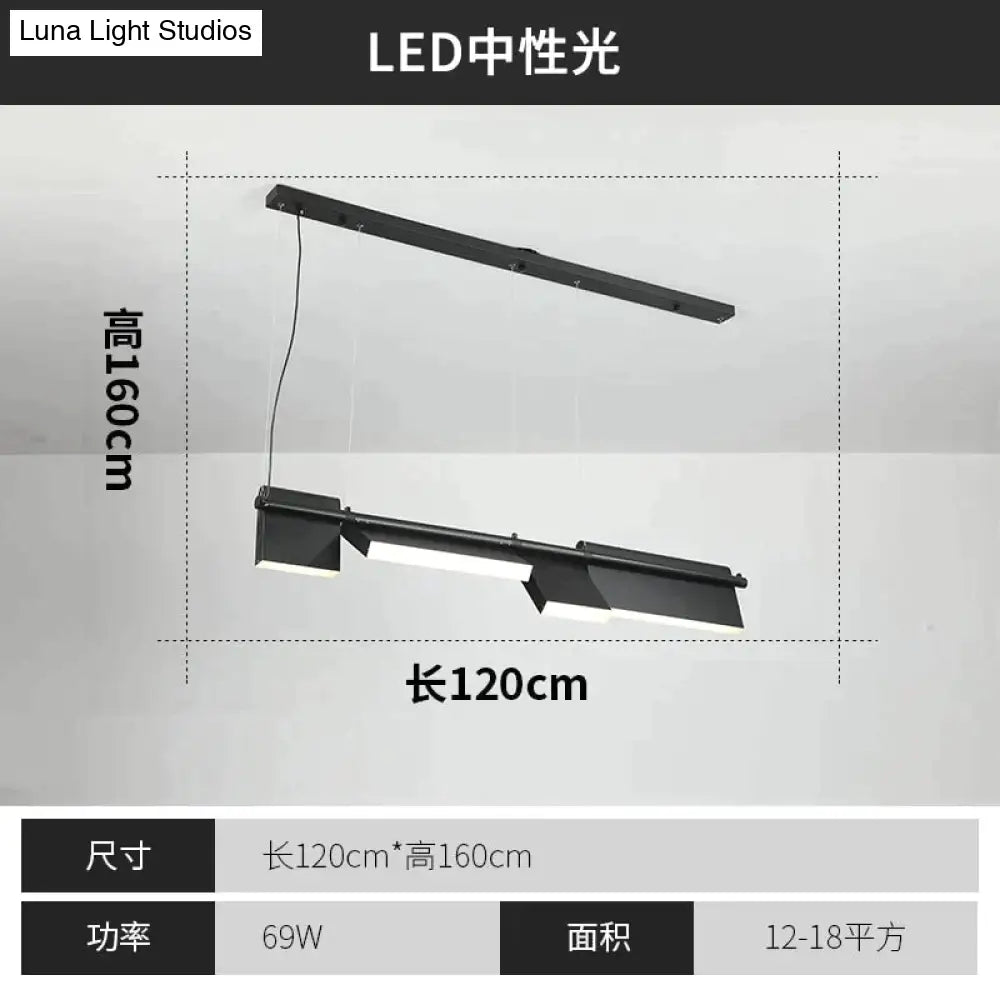 Giada - Simple Modern Black Led Chandelier Light Length-120Cm / Natural Light