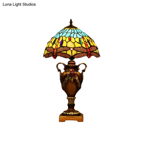 Giennah - Victorian Bowl Shape Desk Light Stained Art Glass Trophy Lamp