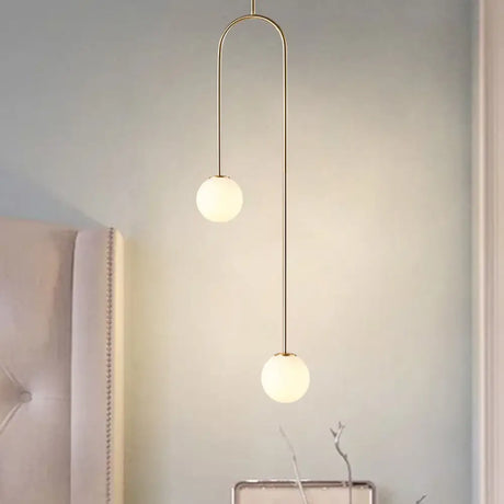 Giovanna - Stylish Black/Gold Ball Cluster Pendant Post-Modernist 2 Lights White Glass Led Ceiling