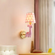 Giraffe Resin Wall Mount Light - Kids Pink Lighting With Fabric Shade 1 /