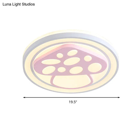 Girls Pink Cartoon Led Ceiling Lamp With Cute Pattern Acrylic Flush Mount Light