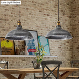 Giulia - Vintage Silver Gray 1 Bulb Pendant Lamp Antique Style Metal Bowl Shade Hanging Light With