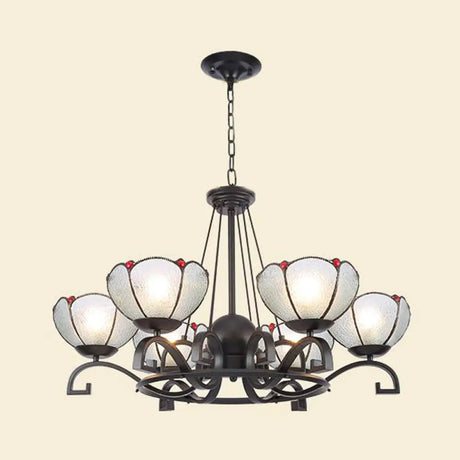 Glamorous Tiffany Chandelier With Frosted Glass Suspension And Multiple Sizes: 3 6 Or 8 Lights In