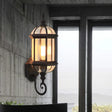 Glass Birdcage Wall Sconce: 1-Bulb Outdoor Light In Black/Brass Black