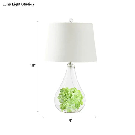 Glass Bulb Night Light With Country Style And Green Plant Decor For Bedroom