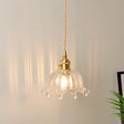 Glass Crown Pendant Lamp With Carved Design - Kids Bedroom Lighting In Brass Clear