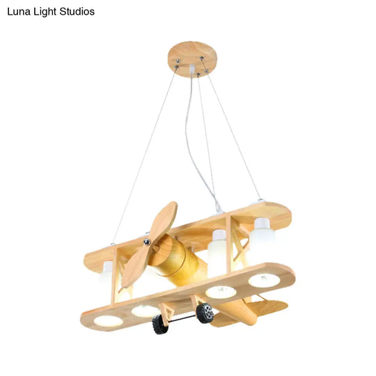 Glider Shape Pendant Light - Cool Metal Hanging With 4 Lights For Kindergarten And Cloth Shop