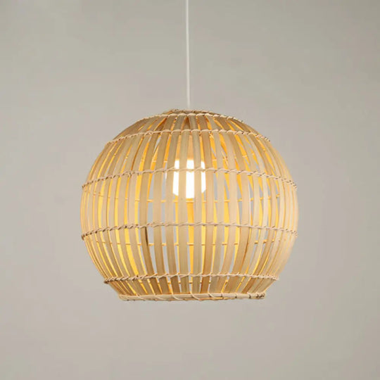 Global Bamboo Stripe Pendant Light Fixture - 1 Head Beige Restaurant Quality