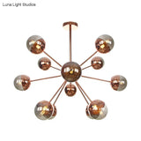 Globe Dining Room Semi Flush Mount Light With White/Clear/Smoke Grey Glass - 9/12/15 Lights