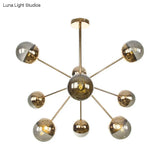 Globe Dining Room Semi Flush Mount Light With White/Clear/Smoke Grey Glass - 9/12/15 Lights