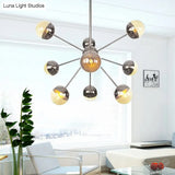 Globe Dining Room Semi Flush Mount Light With White/Clear/Smoke Grey Glass - 9/12/15 Lights