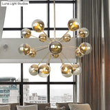 Globe Dining Room Semi Flush Mount Light With White/Clear/Smoke Grey Glass - 9/12/15 Lights