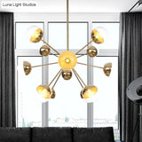 Globe Dining Room Semi Flush Mount Light With White/Clear/Smoke Grey Glass - 9/12/15 Lights