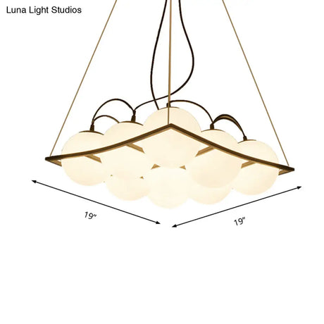 Globe Traditional Frosted Glass Chandelier - 4/9 Light White Hanging Fixture For Living Room Ceiling