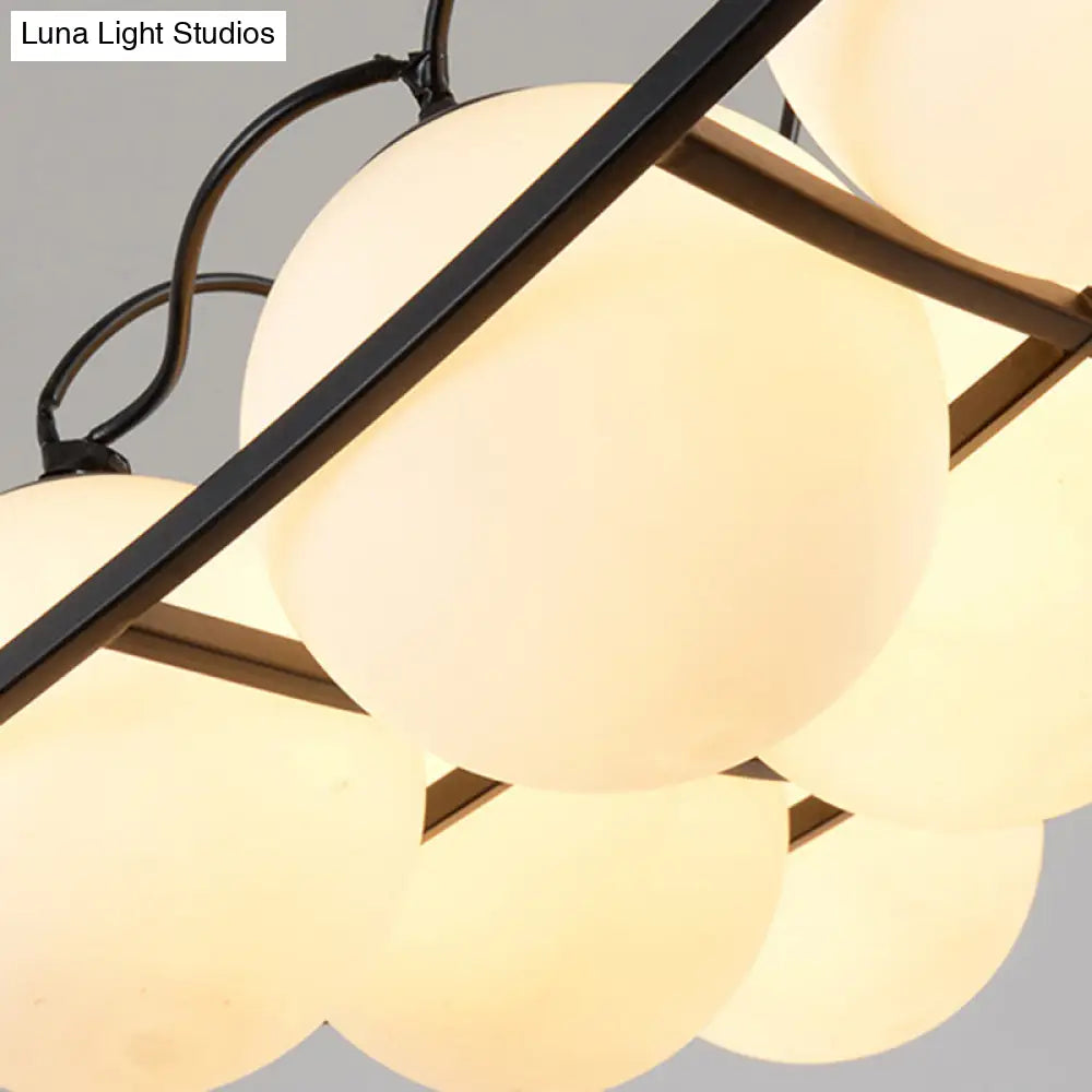 Globe Traditional Frosted Glass Chandelier - 4/9 Light White Hanging Fixture For Living Room Ceiling