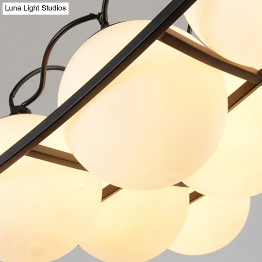 Globe Traditional Frosted Glass Chandelier - 4/9 Light White Hanging Fixture For Living Room Ceiling