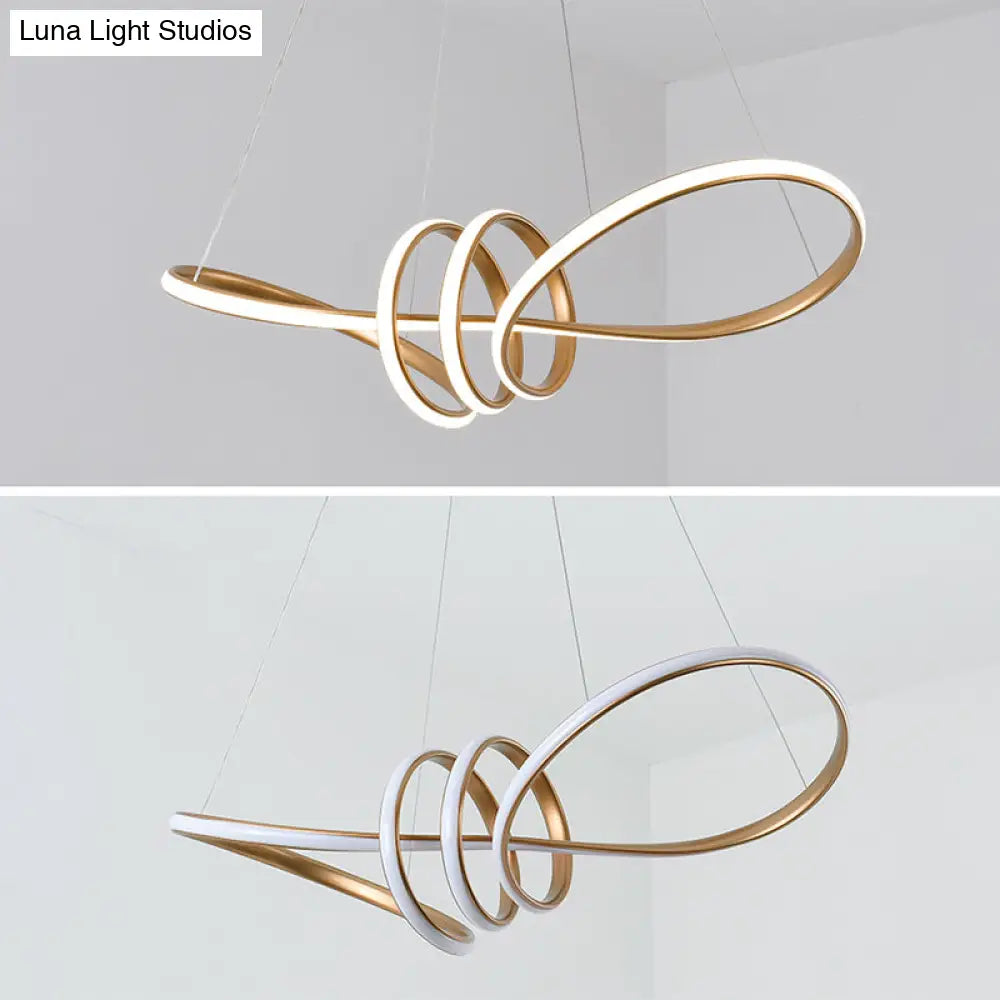 Gold Acrylic Knot Hanging Lamp: Minimalist Led Linear Chandelier For Restaurants