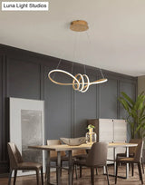 Gold Acrylic Knot Hanging Lamp: Minimalist Led Linear Chandelier For Restaurants