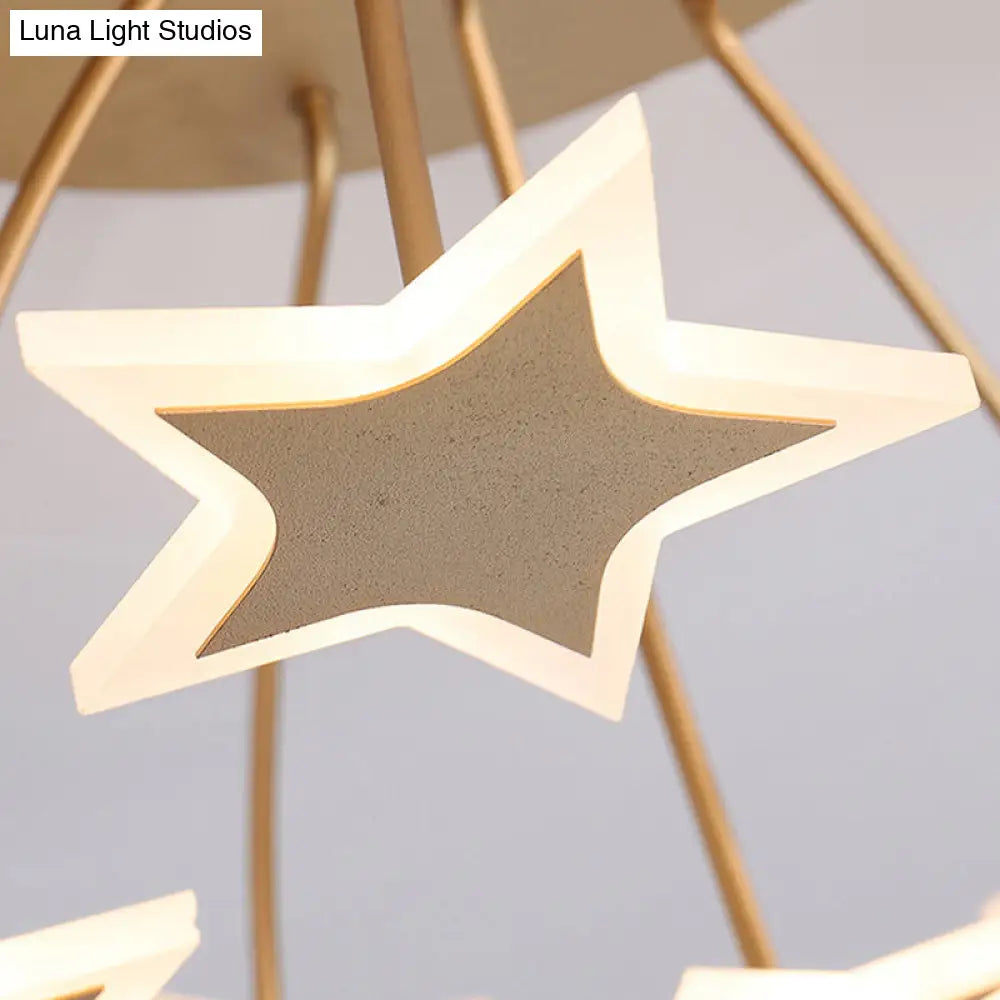 Gold Acrylic Starry Led Semi-Flush Mount Ceiling Light For Amusement Park Romance