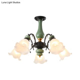 Gold/Black Floral Semi Mount Opal Glass Ceiling Lamp With 3/5 Traditional Lighting Heads - Perfect