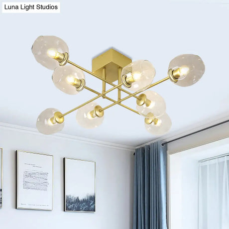 Gold/Black Semi Flush Mount Lighting For Living Room With Clear Bubble Glass Shades (3/6/8 Lights)