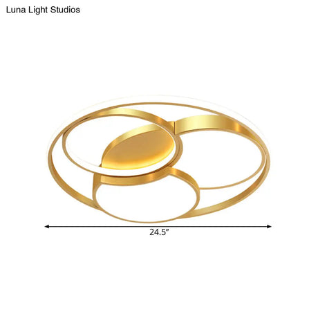 Gold Blossom Led Flush Mount Light Fixture - Modernist Metal Lighting Various Width Options