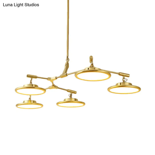 Modern Gold Branch Chandelier Light Fixture With 3/5 Pendant Lights In Warm/White