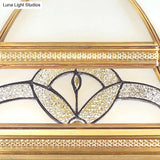 Gold Chandelier Dome With Sandblasted Glass - 6/7 Lights Down Lighting Pendant For Living Room