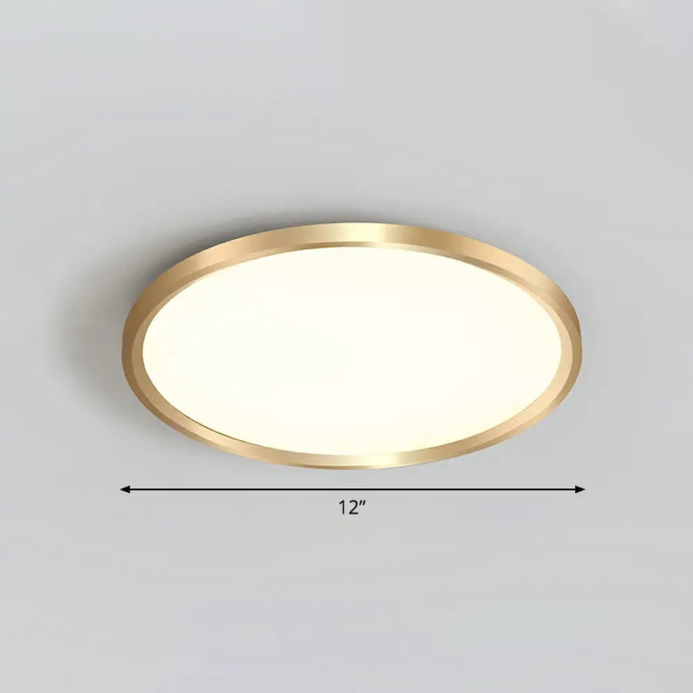 Gold Circle Bedroom Ceiling Flush Mount Led Light With Acrylic Simplicity / 12’ Remote Control