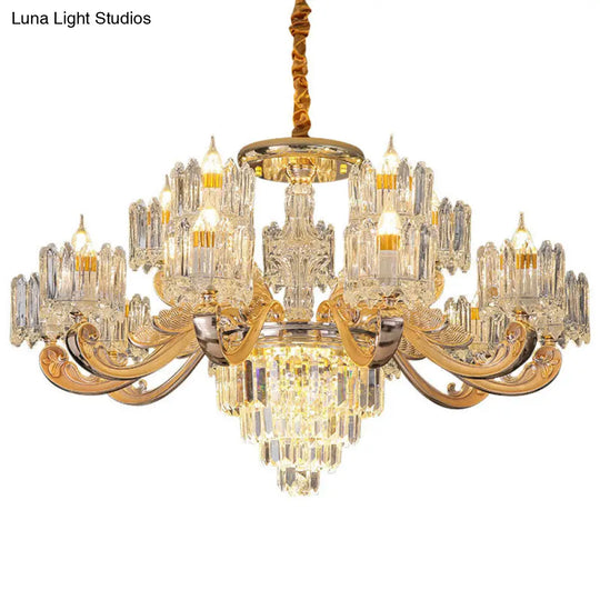 Gold Crystal Chandelier For Modern Bedrooms: Suspended Drum Lighting Fixture