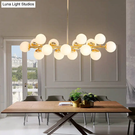 Gold Contemporary Chandelier Cream Glass Pendant Light Fixture For Dining Room